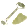 Rouleau de massage du visage et outils Gua Sha par masseur grattoir en jade naturel avec pierres pour le visage 240321