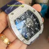 Tactical Diving Wristwatch RM Wrist Watch Men's Series Rose Gold White Gold Full Hollowed Out Automatic Mechanical Watch Rm010 White Gold Inlaid with Diamonds
