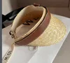 Designer Crochet Sun Visor Chapéus Verão Novo Boné de Beisebol Para Mulheres Mens Luxo Vazio Real Palha Top Beach Sunhats Caps Bucket Chapéus Trança Esportes