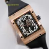 RM Watch Racing-Uhr, Sportuhr, RM016, Herren-Roségold-Gehäuse, vollständig hohles schwarzes Karbonfaser-Zifferblatt, automatisch mechanisch