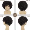 Perruques GNIMEGIL synthétique hommes perruque brun cheveux courts bouclés perruques mâle naturel coupes de cheveux Cool Colly Afro perruque pour homme gars Costume perruques