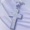 Doppelschichtige 3D-Pass-Diamant-Tester-Hip-Hop-Schmuck-Eis-Out-Männer-Jesus-Stil-VVS-Moissanit-Kreuz-Anhänger-Halskette