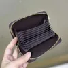 Designer Short Women's Zipper Brown Leather Wallet Card Holder Short Business Mini Plånbok med flera kortplatser