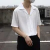 Camicie casual da uomo Camicia ampia da uomo a righe con scollo a V da lavoro con colletto rovesciato maniche corte traspirante comoda per il formale