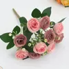 Fiori decorativi Ramo di fiore di rosa artificiale con stelo realistico a 10 teste finte per la decorazione domestica della festa nuziale