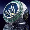 Vintage Islam Prophète Mahomet Bague En Cristal Bleu Punk Étoile Saoudienne Turc Ottoman CZ Déclaration Anneaux pour Hommes Boho Musulman Bijoux 1271i