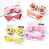 Haarschmuck 3 Teile/satz Künstliche Blume Haarnadeln Sonnenbrille Set Für Kinder Mädchen Vintage Geometrie Schutzbrille Kopfbedeckung