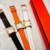 Regalos de diseñador de moda de lujo para mujeres para hombre H reloj movimiento de cuarzo cuero de alta calidad para mujer relojes de pulsera montre de luxe regalos para mujeres con caja
