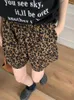 Damen-Shorts Benuynffy Streetwear Vintage Leopardenmuster für Frauen 2024 Sommer koreanische Mode lose breites Bein lässig mit Taschen
