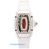 Lässige Armbanduhr Unisex RM-Armbanduhr Damenserie Rm07-01 Black Lip 18 Karat Roségold Schneediamant Automatische mechanische Damenuhr aus weißer Keramik Damenuhr Red Lip