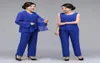 Custom Made Sexy Royal Blue Beaded Mother Of The Bride Pant Suits With Jacket Chiffon Boho Mothers Outfit Formal Garment Wedding G3895921