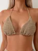 Kadın Mayo Seksi Mesh Etek 3 Parça Bikini Seti 2024 Kadın Kahve Yular Push Up Up Myway Brezilya Yaz Mayo Yüksek Bel