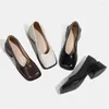 Kleid Schuhe Patent Leder Karree Toe Mary Janes High Heels Slip-On Prägnanten Stil Nähen Dekoration Zapatos De Novia para Boda Luxus