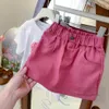 Fashion Girls pure color denim skirts kids elastic waist double pocket cowboy skirt 2024 summer children casual clothes Z7266