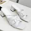 Summer 2024 New Versatile Square Head Open Toe Mid Heel Slippers for Women Large Muller Shoes