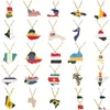 Pendentif Colliers Hip-Hop World Country Map Collier Afrique Brésil Inde Couleur dorée Chaîne en acier inoxydable Femmes Hommes Bijoux Cadeau Dro Otpm3