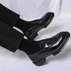 Casual Shoes Men Fashion Leather Loafers Young Student Formal Business Work Slip-On Tjock Bottom Hiss