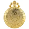 Pocket Watches Golden Watch Quartz Analoga arabiska siffror Vita urtavla Halsband Pendant Full Clock Vintage Gift Timepiece