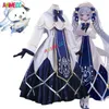 cosplay Anime Costumes ANIMECC Miku Role Play 2021 Snow Miku Wig Girl Kai Lolita Dress Halloween Christmas Party Set Full Set for Female GirlsC24321