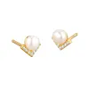 V-shaped Geometric Earrings Temperament Pearl tudded Earrings For Two Girls