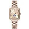 Rose Gold Square zegarki dla kobiet Premium Minimalistyczne damskie zegarek dla kwarcowych Zegarów ze zegarem ze stali nierdzewnej 240318