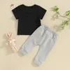Kleidungssets Kleinkind Jungen Ostertag Outfit Kurzarmdrucken Tops Säuglingsbabys -Kordelhosen 2pcs
