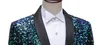 Paillettes vertes brillantes Bling Glitter Blazer Hommes Col Châle Un Bouton Costumes De Smoking Blazer Hommes Costumes De Scène De Fête De Mariage 240305