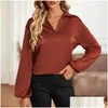 Camicette da donna camicie tinta unita casual allentate per le donne moda 2024 primavera vintage oversize ed eleganti top femminili consegna drop A Otwnp