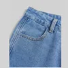 Pantalon en jean pour filles, poche à rabat, fermeture éclair, coupe régulière naturelle, taille haute, jambe droite, pantalon Cargo pour femmes