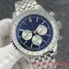 U1 üst AAA üst bretiling b01 b20 46mm saatler kaliteli navitimer erkekler izle kronograf kuvars hareket sarı altın kasa siyah kadran 50. yıldönümü paslanmaz kayış