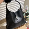 Axelväska äkta läder hink hobo stor väska lyx kvinnors totes handväska underarmsäck plånböcker bagage retro dubbelknapp designer väskor