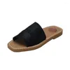Slippers Women 2024 Simple Casual Beach Slipper Fashion Canvas Open Toe Flat Flip Flops Slides Summer Outwear Ladies Shoes