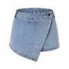 Pantaloncini da donna Pantaloni da donna Strass irregolari abbottonati Denim Jeans asimmetrici estivi Locale notturno sexy