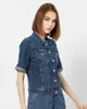 Prix de gros 2022 mode femmes Ruff Look bleu Denim T-Shirt et ensembles courts de haute qualité prix raisonnables
