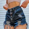 Jeans pour femmes, grande taille, short en Jean, yeux imprimés bleus, Graffiti, trou déchiré, short élévateur pour femmes