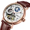 Наручные часы KINYUED для мужчин, роскошные элегантные механические часы с турбийоном, водонепроницаемые, светящиеся, лучший бренд, автоматические мужские наручные часы со скелетом