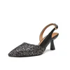 Top Paillettes in pelle Sandalo singolo Scarpe Sandali sottili Tacchi a punta Abito da banchetto Sandali laterali alti Donna Infradito 240228