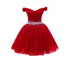 Sweety Red Tiulle Vneck Homecoming Sukienka 2020 Off the ramię krótka formalna sukienka imprezowa koronkowa Vestido de Festa Grada HomeCo3798832