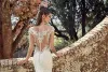 Sexig Beach Boho Full Lace Mermaid Wedding Dresses Sheer Neck Illusion Button Back Bohemian Wedding Dresses Brudklänningar BC1800