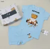 Marken-Jumpsuits für Kleinkinder, bunter Musterdruck, Neugeborenen-Body, Größe 73–110, Sommer-T-Shirt-Set für Kleinkinder, kurze Ärmel und Shorts, 24. März