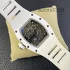 Montre femme RM montre-bracelet montre-bracelet RM055 machines 49.9*42.7mm creux mode poignet en céramique blanche RM055