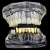 Halloween Oro Argento Denti canini Bocca Denti Grillz Caps Top Bottom Set griglia in rame Uomo Donna Vampire Bucktooth Grills Rock Punk Rapper per uomo Gioielli Hiphop