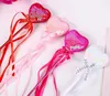 Party Favor Heart Shape Sequins Wand With Ribbon Streamer Tassel Girl Magical Scepter Dress Up Halloween Christmas Costume 50pcs