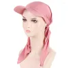 Casquettes de balle 1pc mode hijab musulman pour les femmes écharpe pré-attachée chapeaux couvre-chef réglable couleur unie turban bonnet accessoires