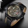 NaviForce moda wielofunkcyjna zegarek mężczyźni Wodoodporny kwarc skórzany zegarek sportowy sport