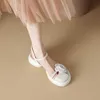 Top Summer Sandal Women Round Head Flower Thick Sole Sandals One Button Beach Style Low Heel Casual Womens Shoes 240228