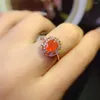 Cluster-Ringe, natürlicher Opal-Ring, Damen-Ring, 925er Silber, stimmungsvolle orange Farbe, guter Luxus-Schmuck, Weihnachten, kostenloser Versand, Boutique