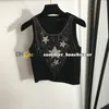 Gebreid vest met ronde hals Geperste boor gebreide mouwloze tops Stijlvolle korte stijl gebreid vest Tanks T-shirts Zomer casual gebreid T-shirt