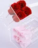 Kwiaty dekoracyjne naturalne realne 4 zachowane róże w akrylowym pudełku wieczne nieśmiertelne róży dom home hal wakacyjny walentynki dzień