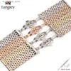 Watch Bands High Quality Stainless Steel band Double Press Butterfly Clasp Rose Golden es Straps Accessories With Tools 2019 New Y240321